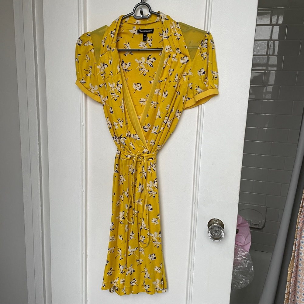 Like New JUICY COUTURE Yellow Mini Wrap Dress XS